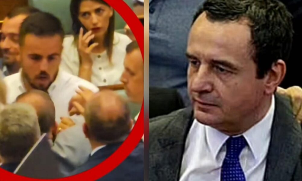 Moment i paharruar  Alban Bajrami në mbrojtje të vendosur të Albin Kurtit përballë sulmeve fizike të opozitës