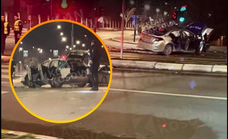 Katër të lënduar nga aksidenti mes veturës së Policisë dhe një taksie në Prishtinë
