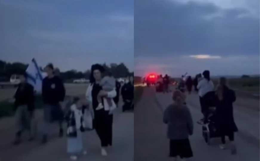 Kolonë të paligjshëm hebrenj  kriminalisht drejt Gazës me flamuj izraelitë