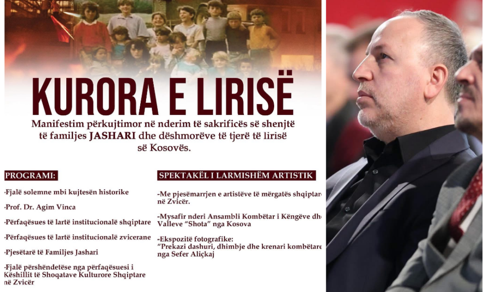 Manifestim  Kurora e Lirisë  për nder të familjes Jashari në Zvicër  pjesëmarrës edhe deputeti Adnan Azizi