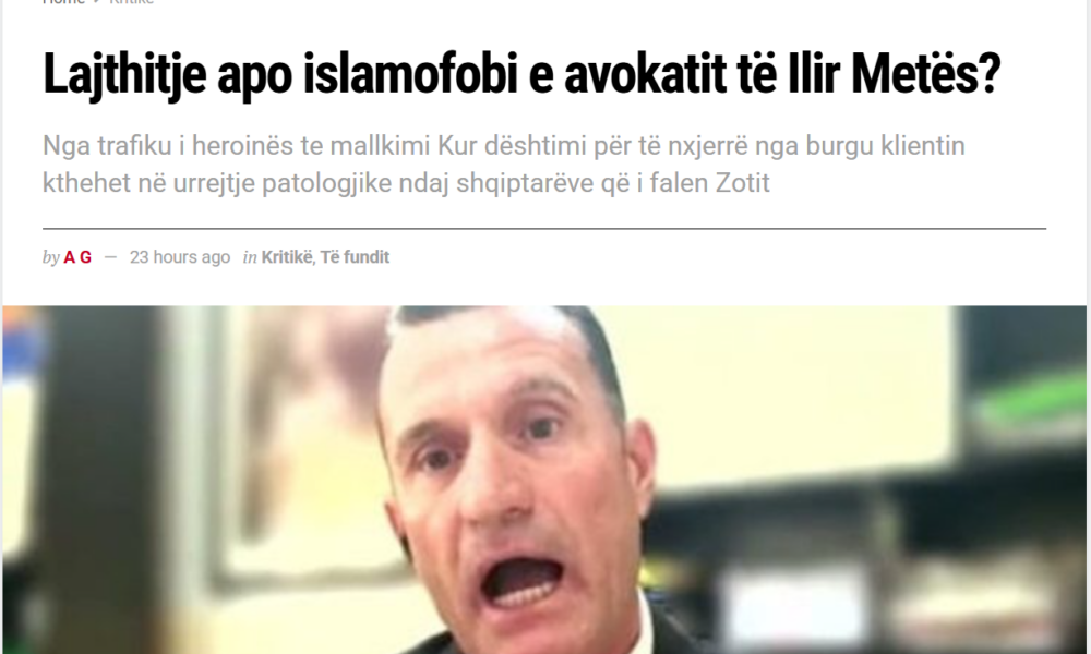 Një vetëkritikë redaksionale  tejkalim etik që avokat Cakrani të quhet islamofob