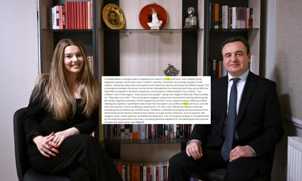 Anëtarja e re e VV së  në punimin e saj shkencor  krahasonte Kurtin me Vuçiqin dhe gjente ngjashmëri mes tyre