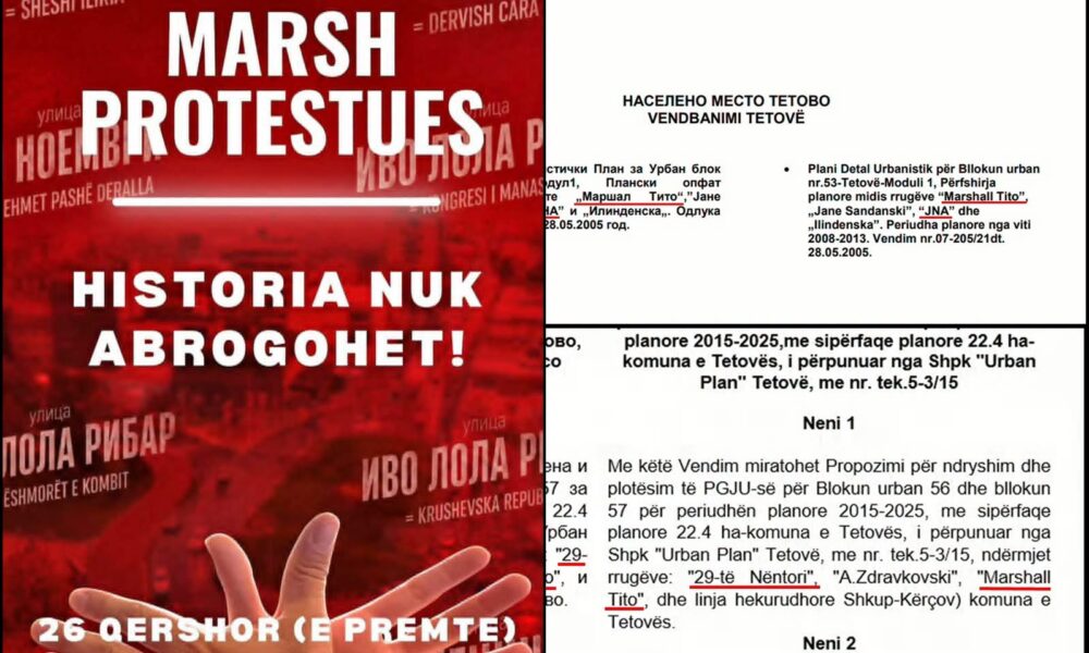 BDI do të protestojë për emrat në Tetovë  por  Marshall Tito  përdorej edhe në kohën e Teuta Arifit