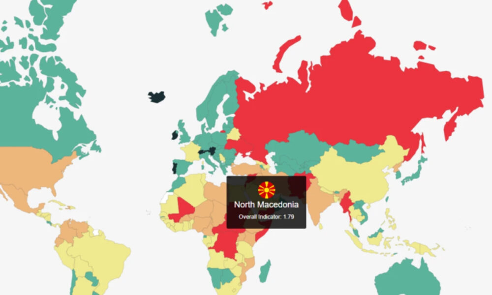 Indeksi Global i Paqes  Maqedonia e Veriut renditet e 46 ta në botë  Islanda mbetet e para