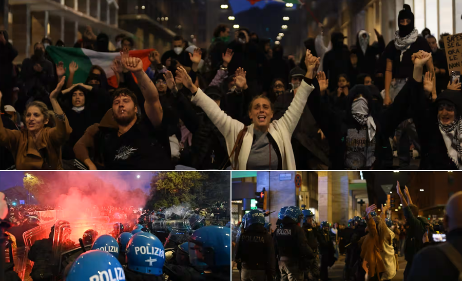 Kaos në disa qytete të Italisë  përplasje mes protestuesve dhe policisë